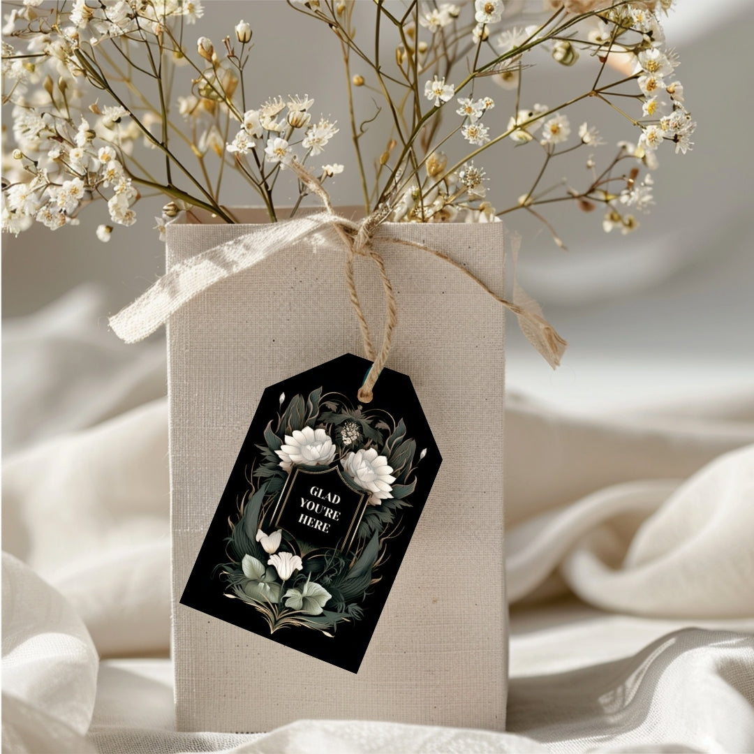 Gothic Florals Thank You Gift or Bottle Tag