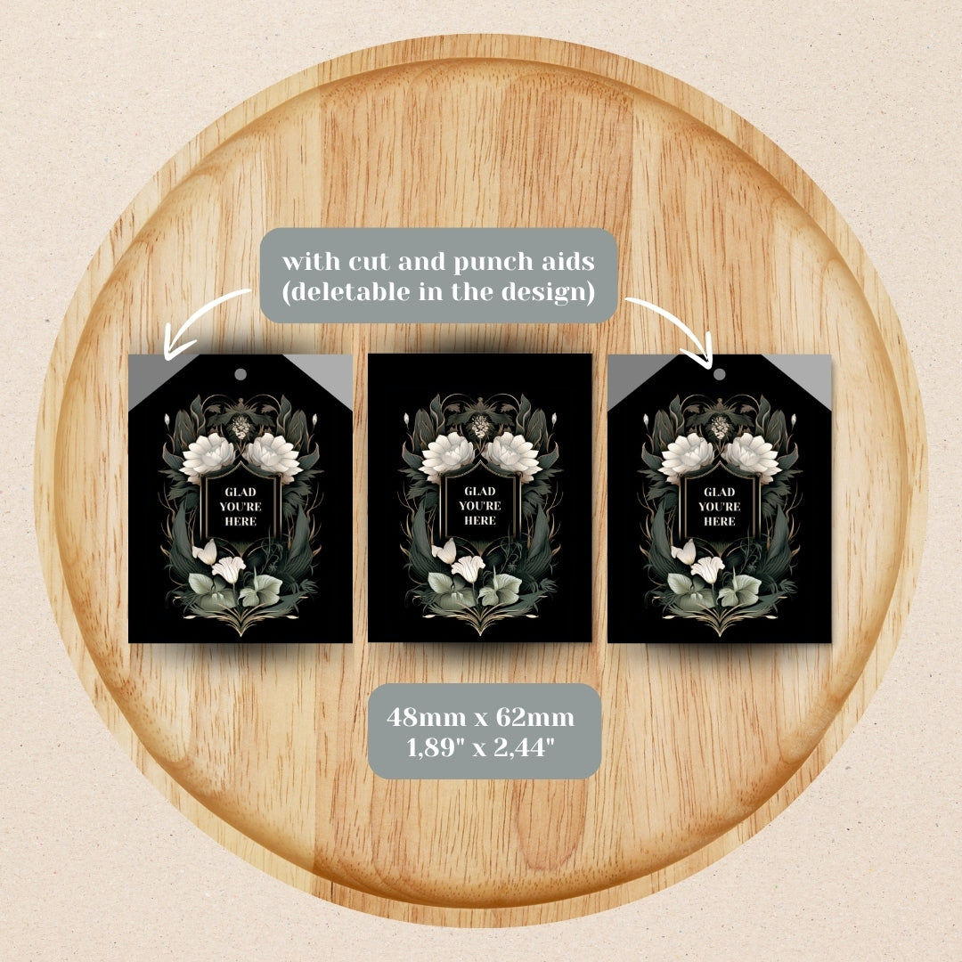 Gothic Florals Thank You Gift or Bottle Tag