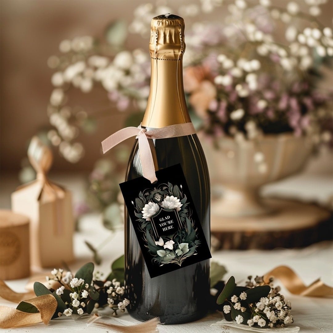 Gothic Florals Thank You Gift or Bottle Tag