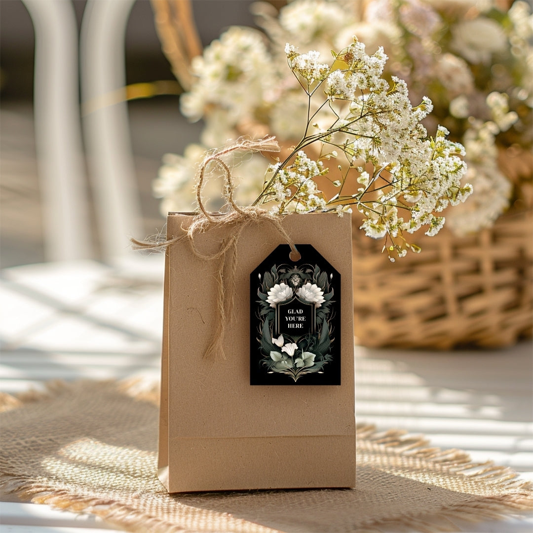 Gothic Florals Thank You Gift or Bottle Tag