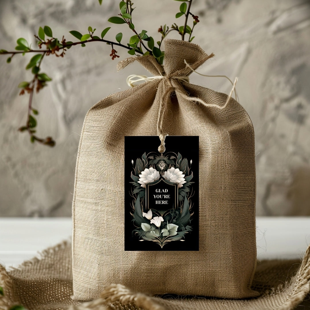 Gothic Florals Thank You Gift or Bottle Tag
