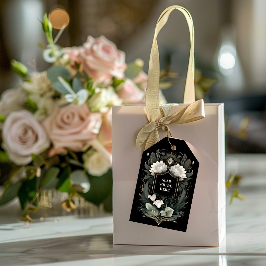 Gothic Florals Thank You Gift or Bottle Tag