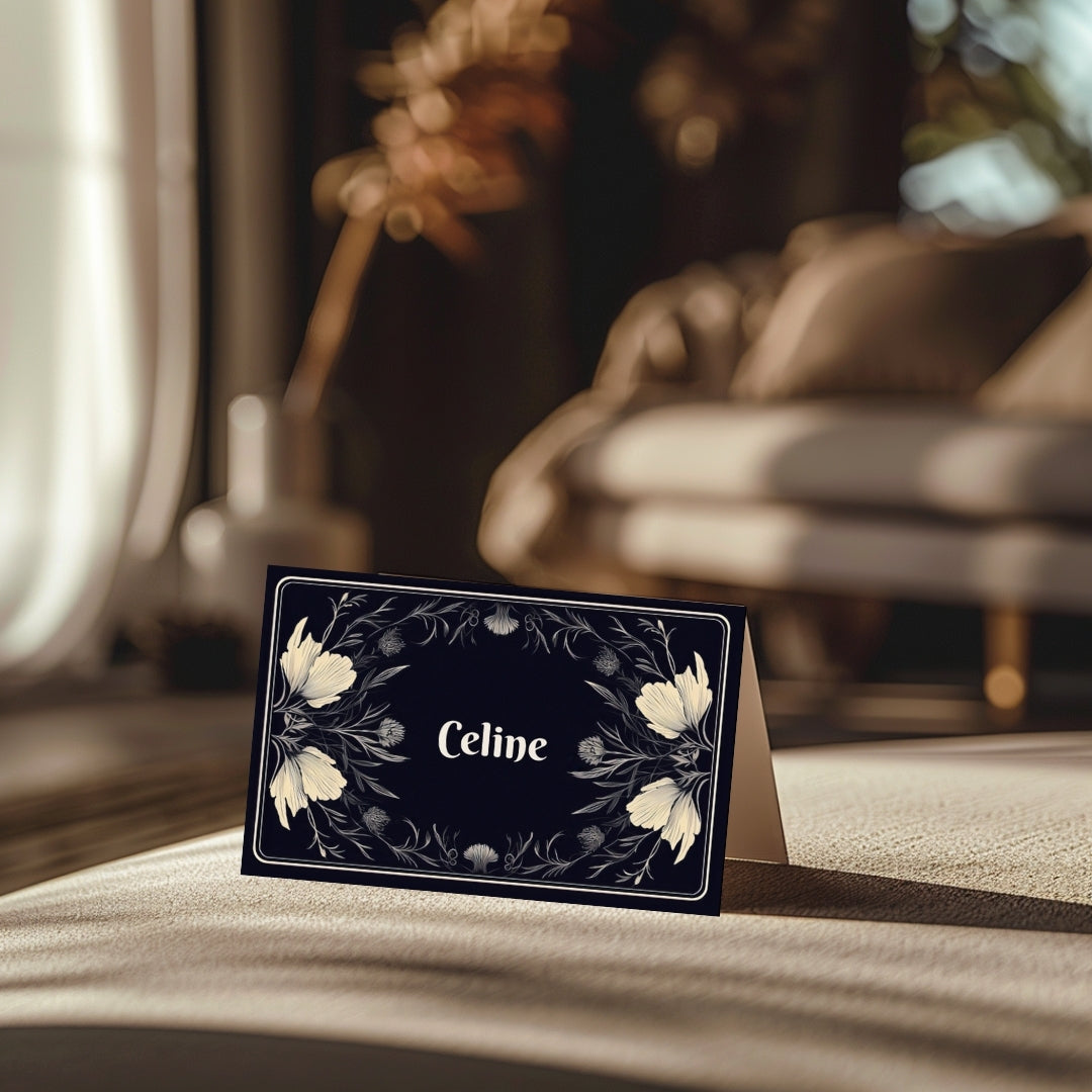 Floral Gothic Place Name Card