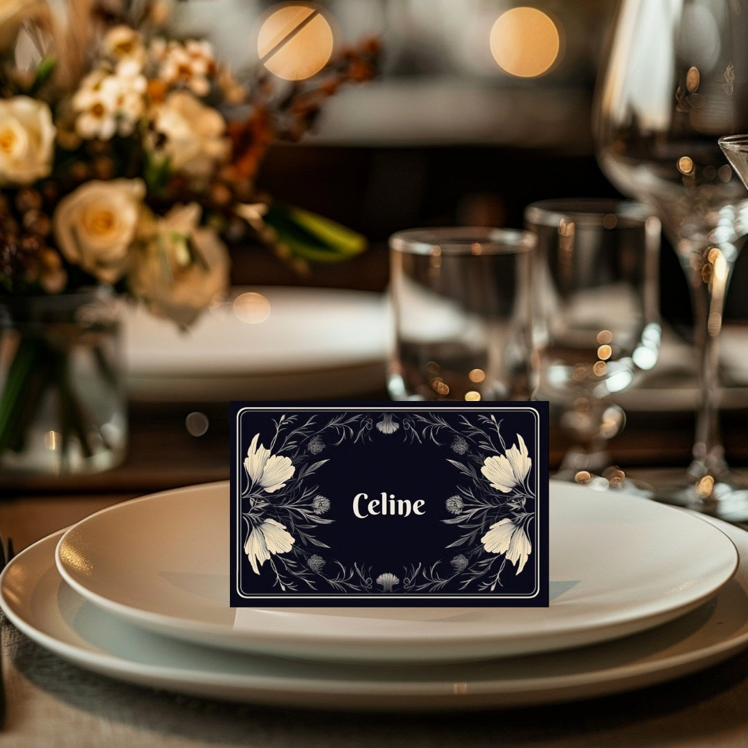 Floral Gothic Place Name Card