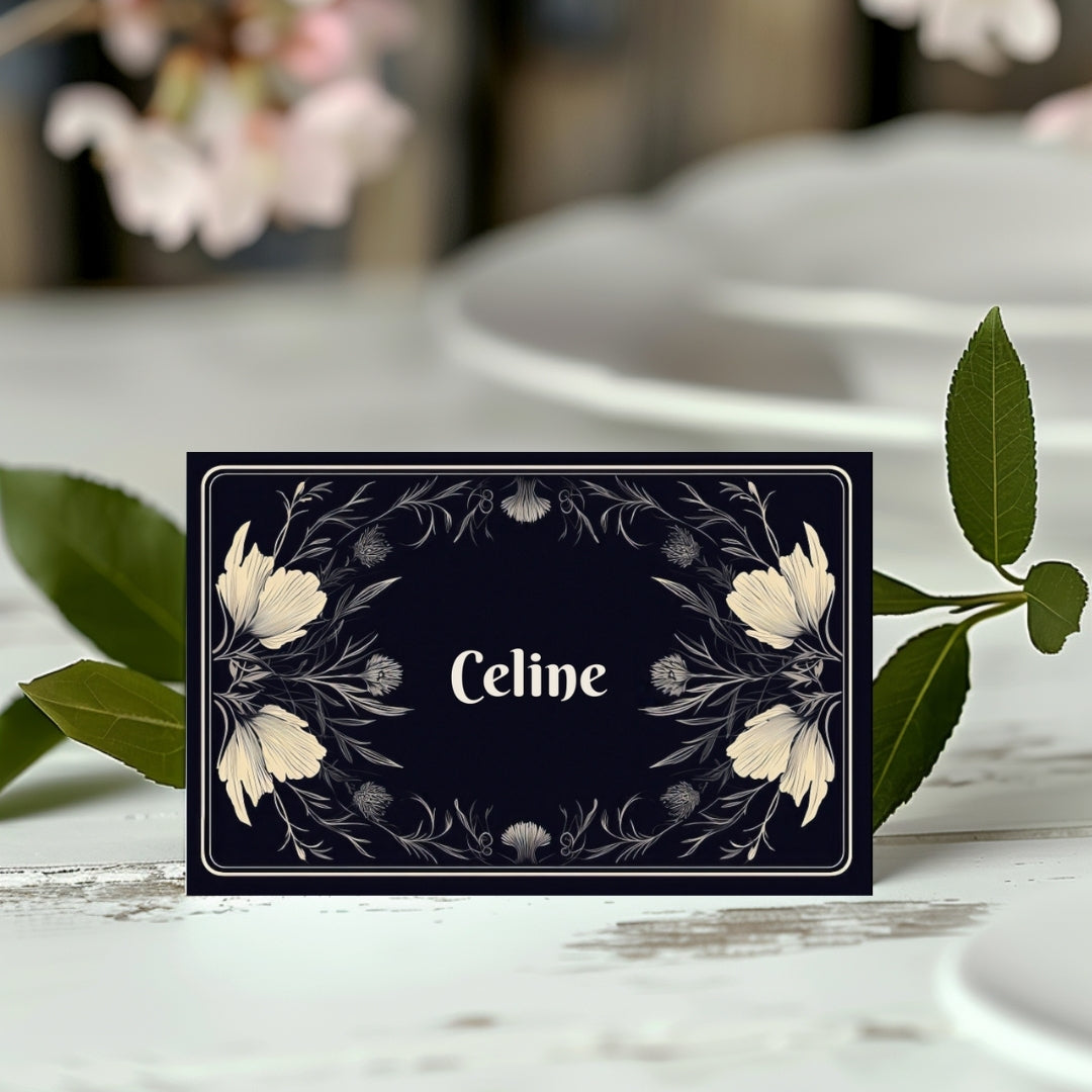 Floral Gothic Place Name Card