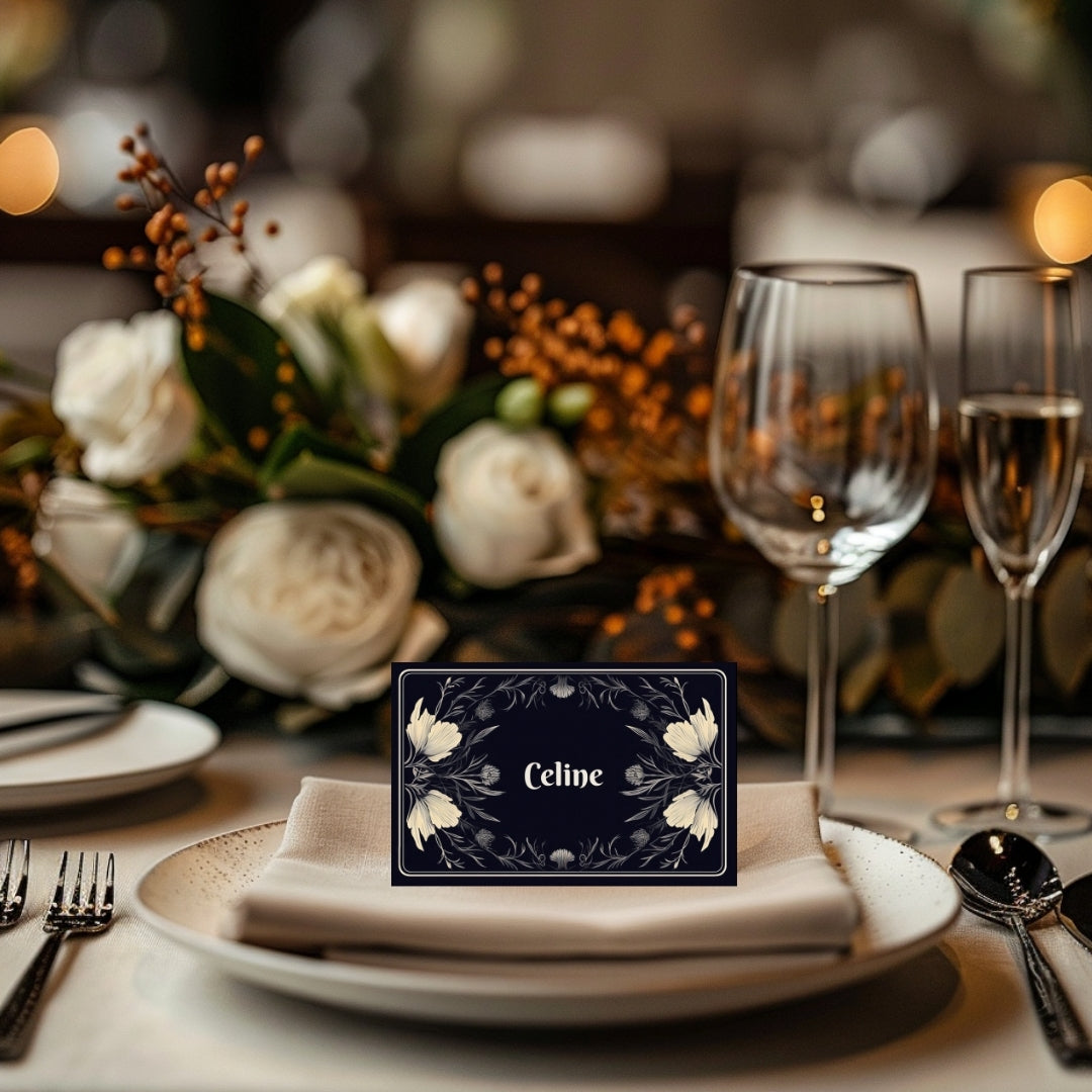 Floral Gothic Place Name Card