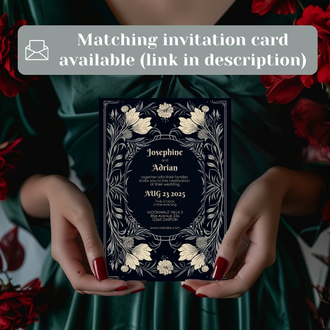 Floral Gothic Place Name Card