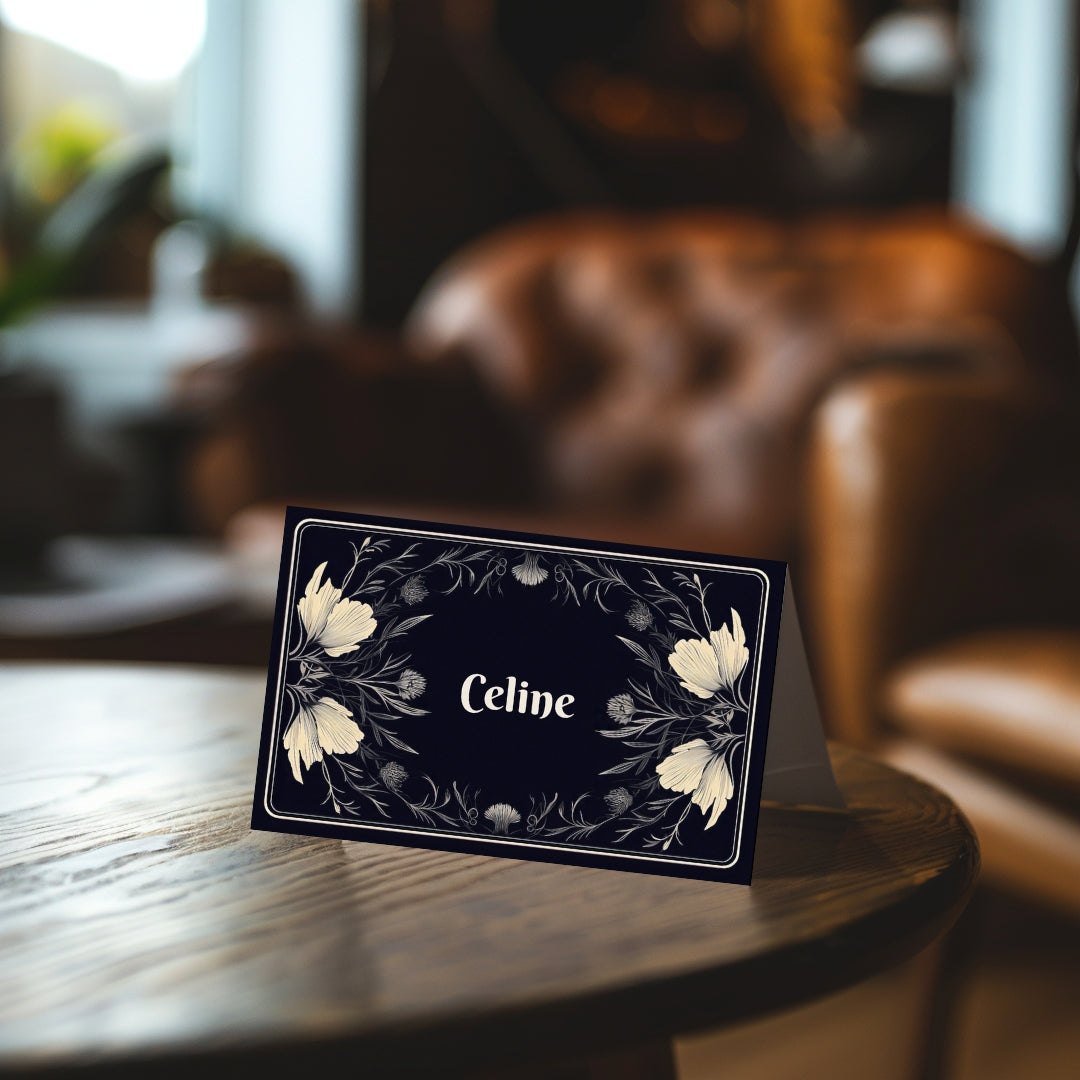 Floral Gothic Place Name Card