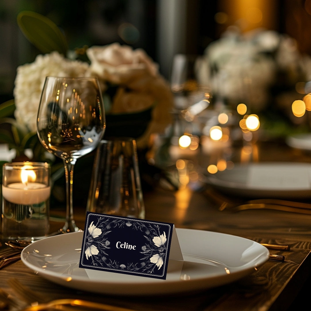 Floral Gothic Place Name Card