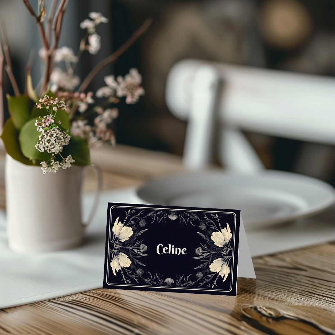 Floral Gothic Place Name Card