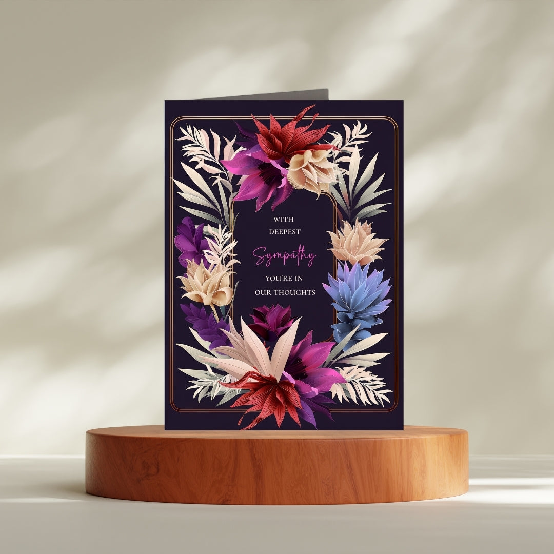 Luxurious Dark Botanical Sympathy Card