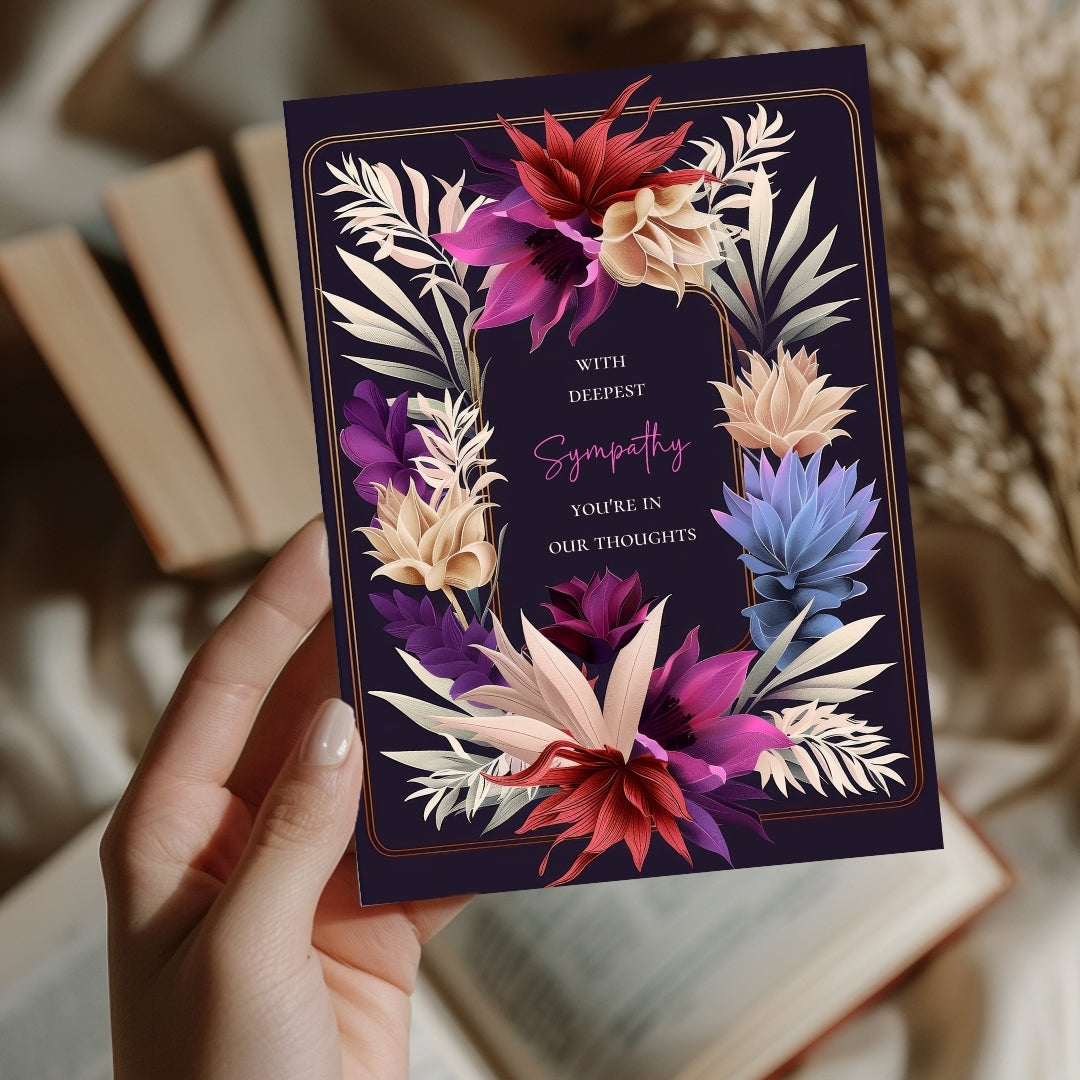 Luxurious Dark Botanical Sympathy Card
