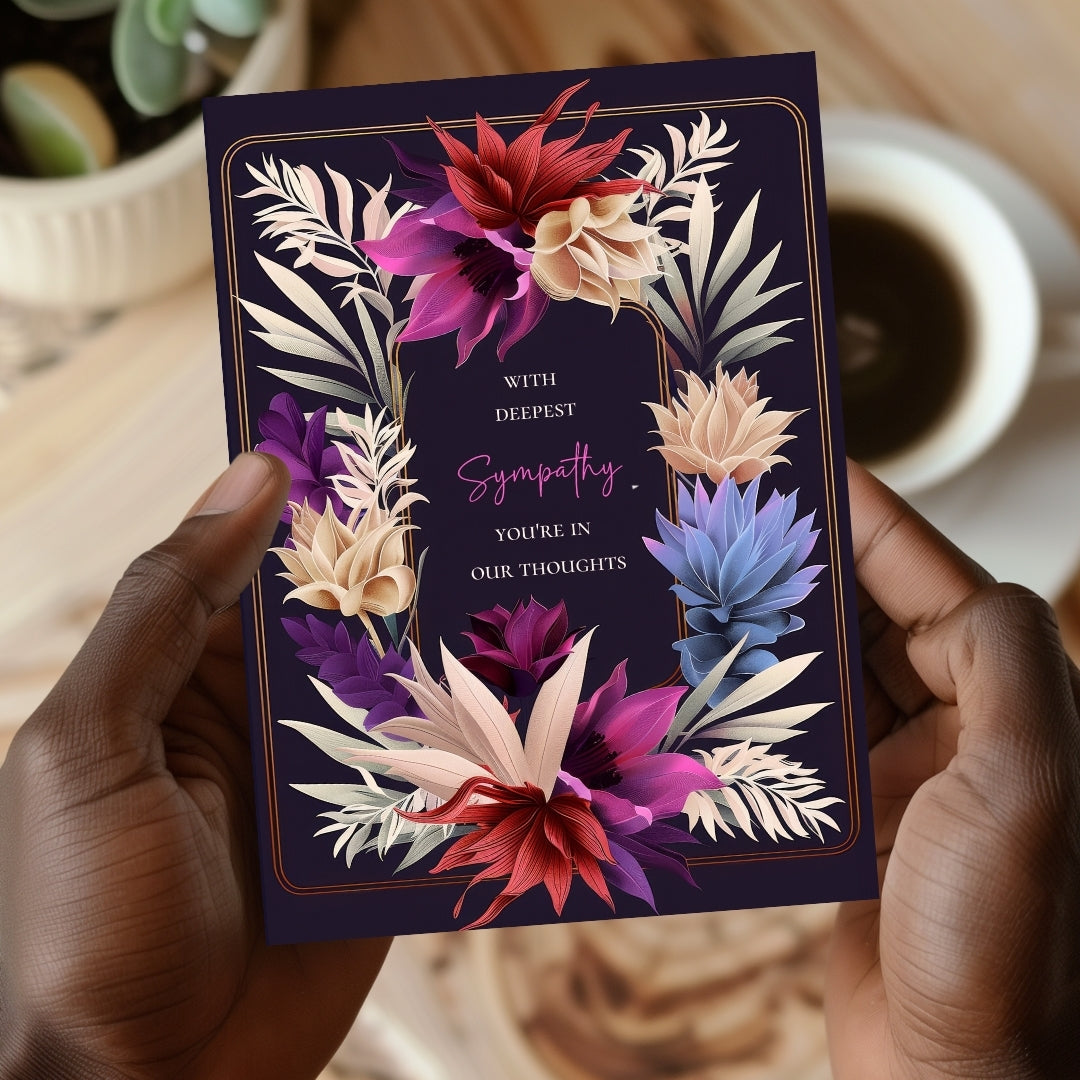 Luxurious Dark Botanical Sympathy Card