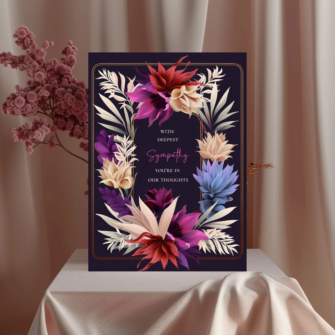 Luxurious Dark Botanical Sympathy Card