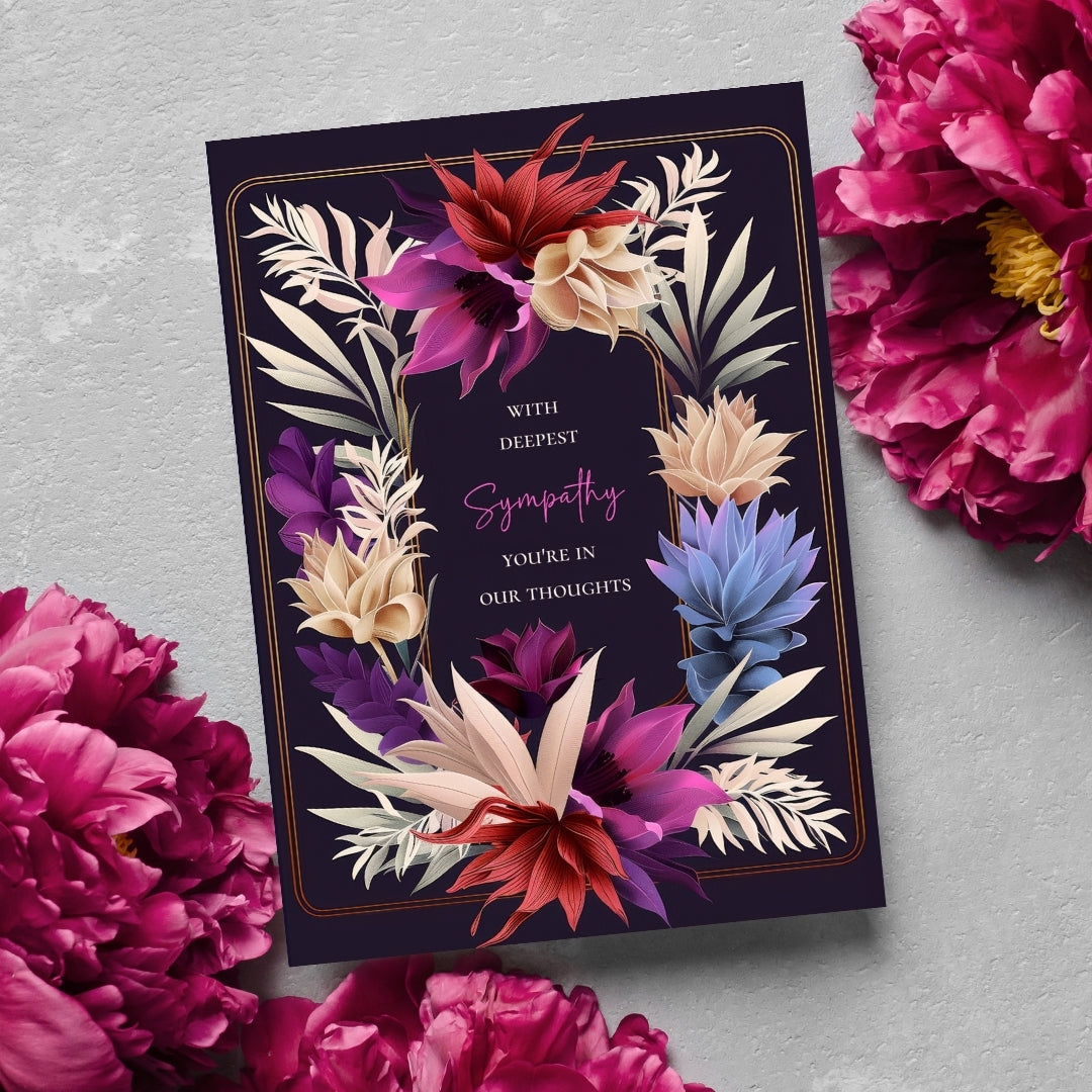 Luxurious Dark Botanical Sympathy Card