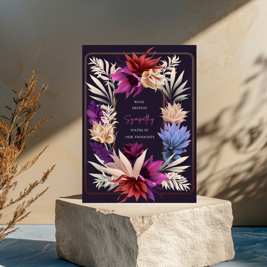 Luxurious Dark Botanical Sympathy Card