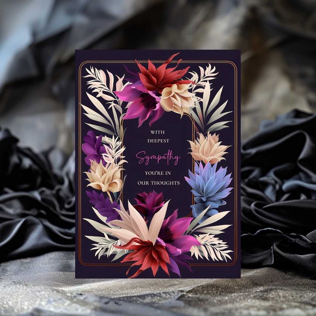Luxurious Dark Botanical Sympathy Card