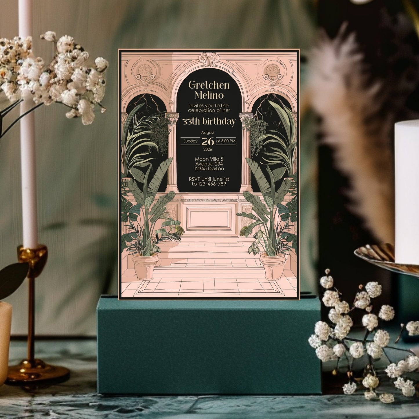 Dark Academia Birthday Invitation – Scholarly Elegance