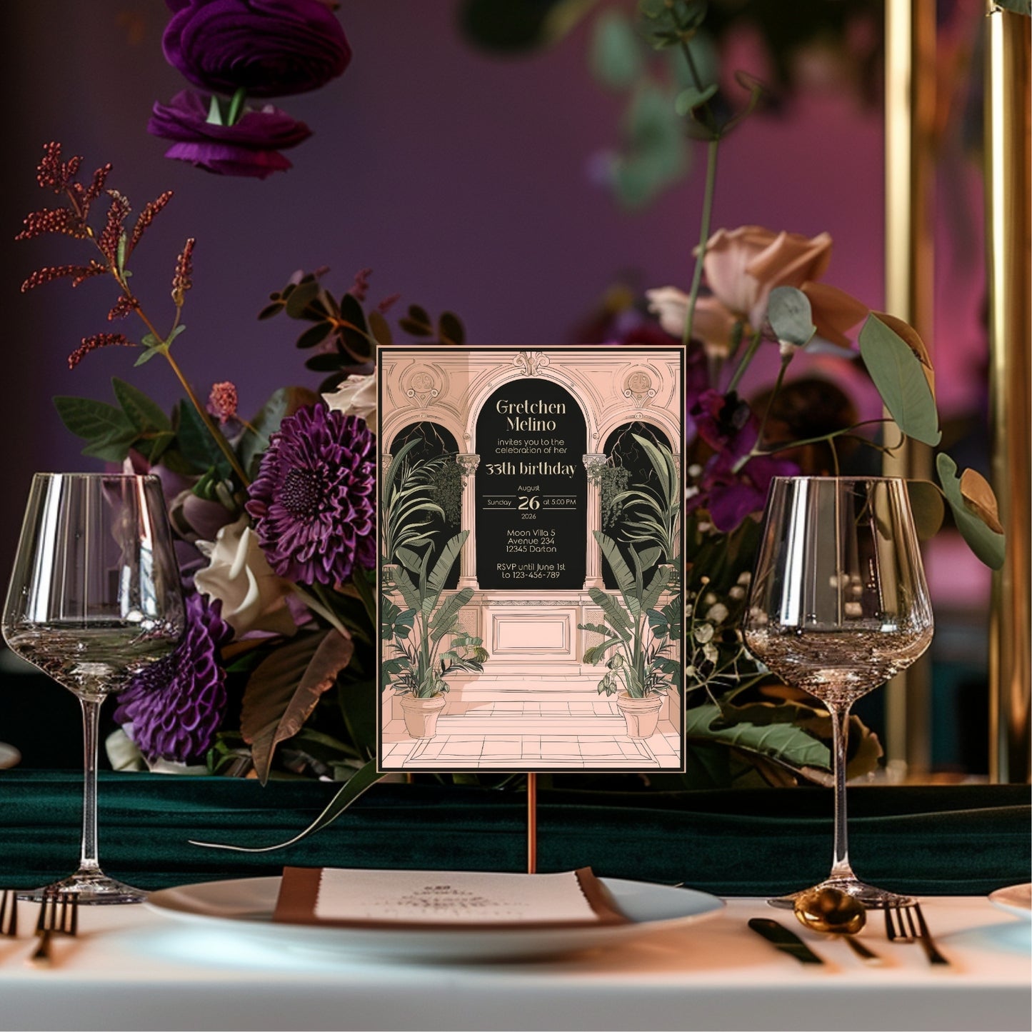 Dark Academia Birthday Invitation – Scholarly Elegance