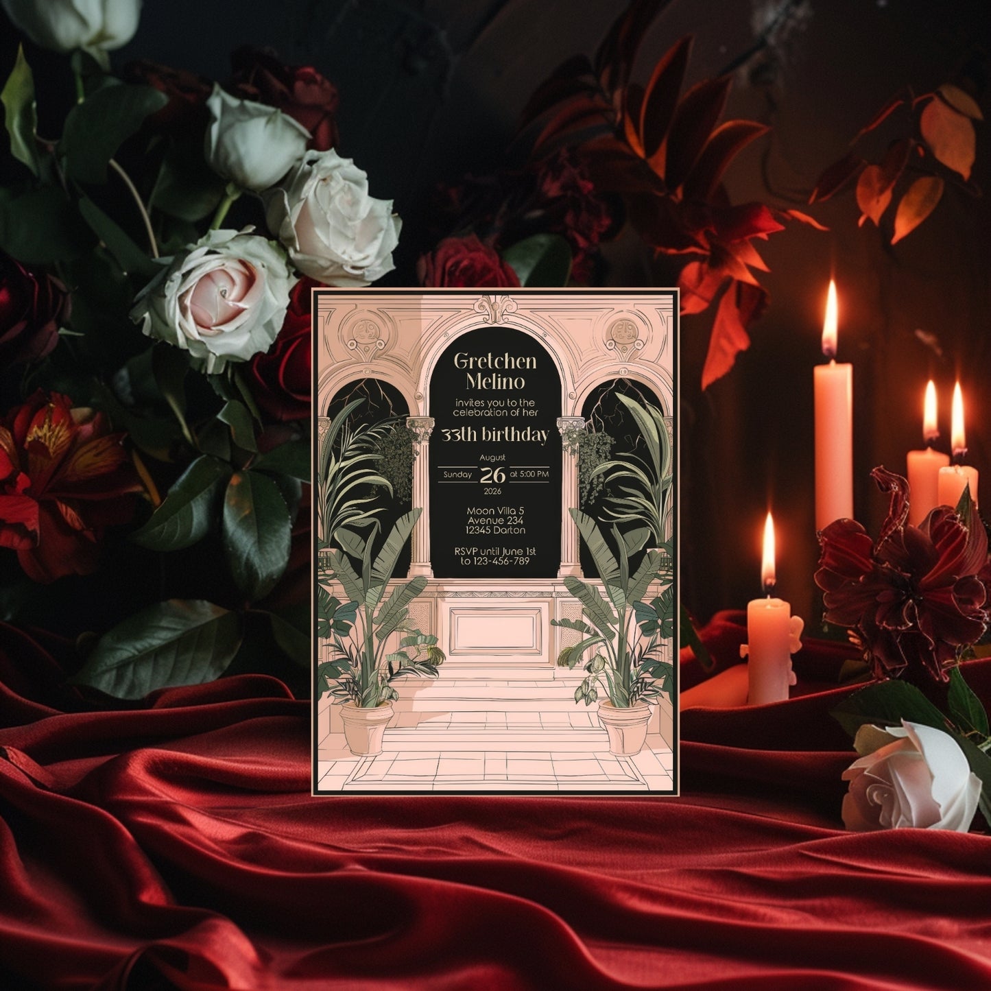 Dark Academia Birthday Invitation – Scholarly Elegance
