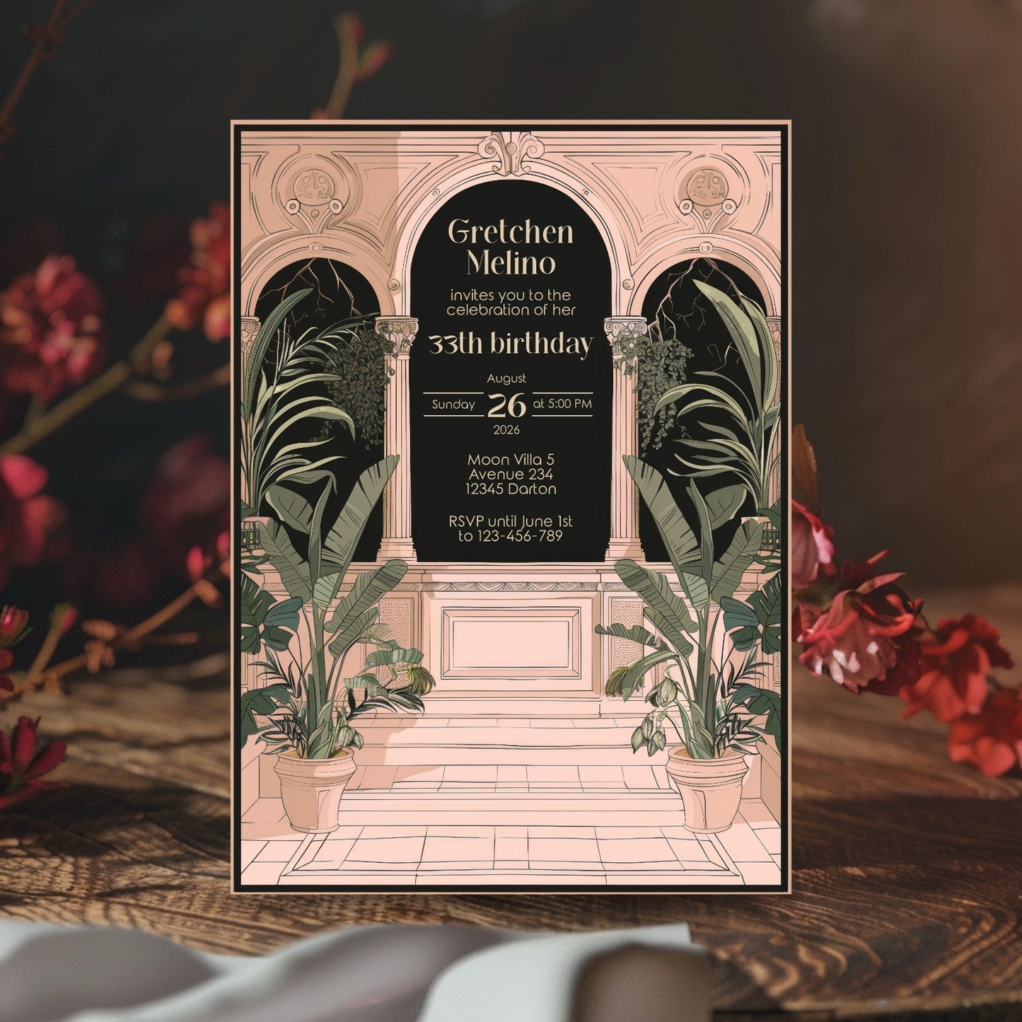 Dark Academia Birthday Invitation – Scholarly Elegance