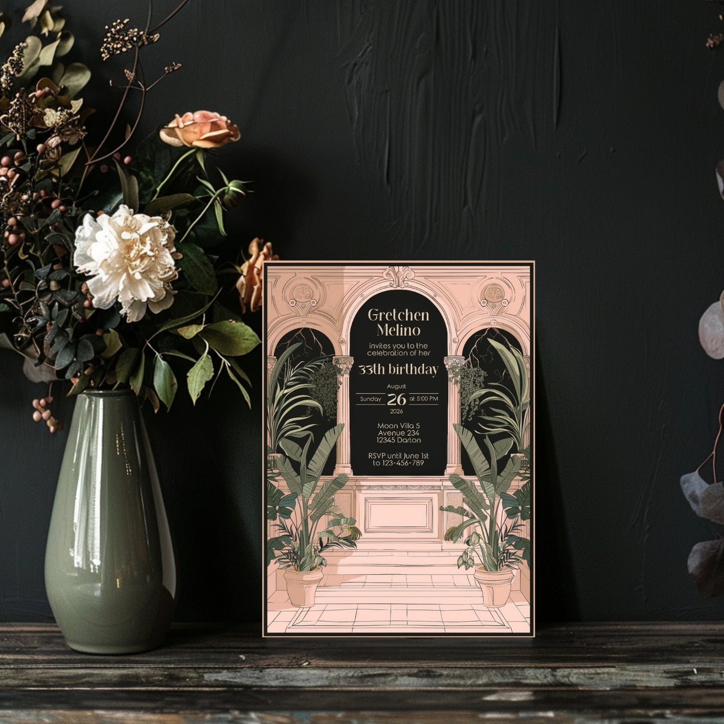 Dark Academia Birthday Invitation – Scholarly Elegance