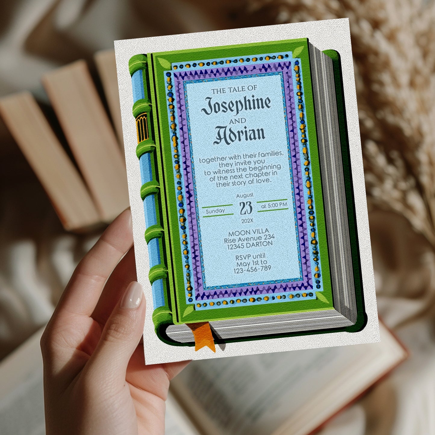 Medieval Fantasy Wedding Invitation Bundle, Vintage Book Cover Design, Editable 8 items