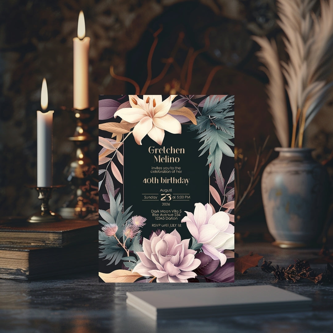Lush Botanical Birthday Invitation - Elegant Floral Design