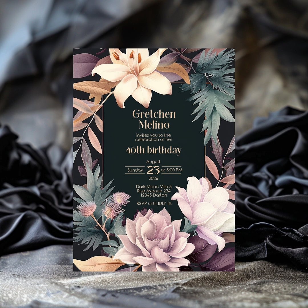 Lush Botanical Birthday Invitation - Elegant Floral Design