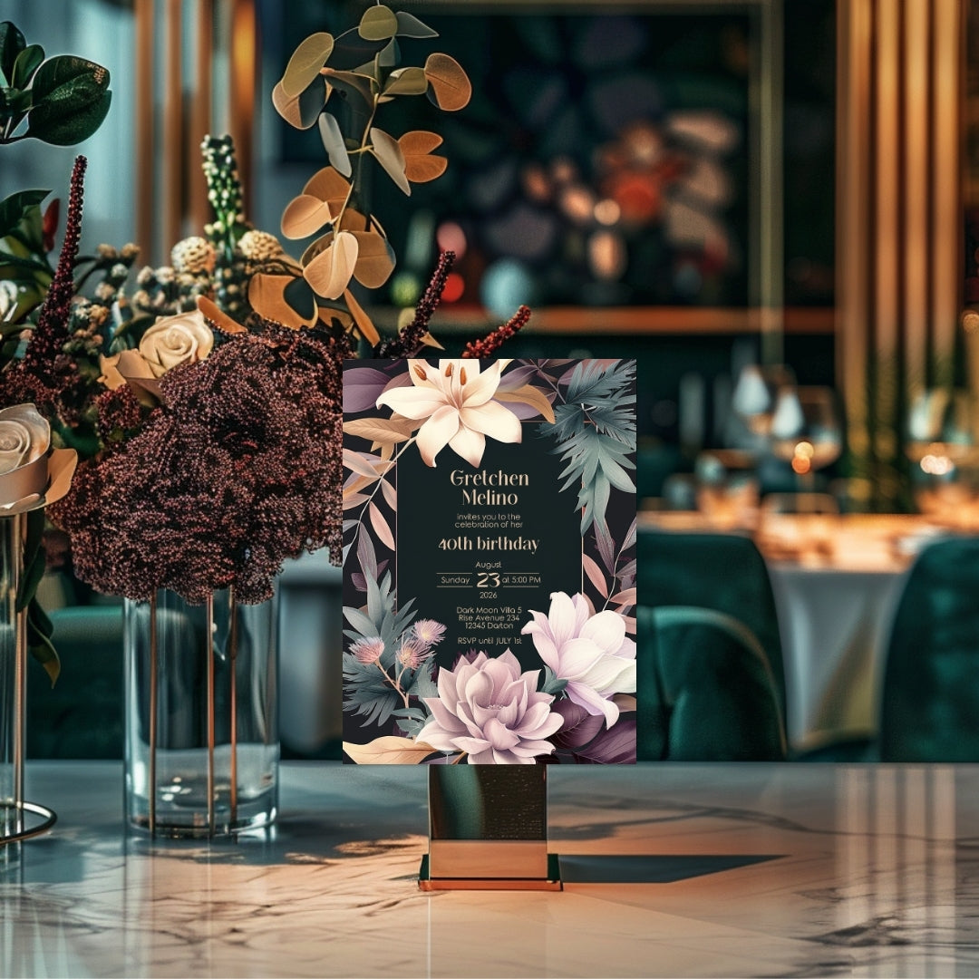 Lush Botanical Birthday Invitation - Elegant Floral Design