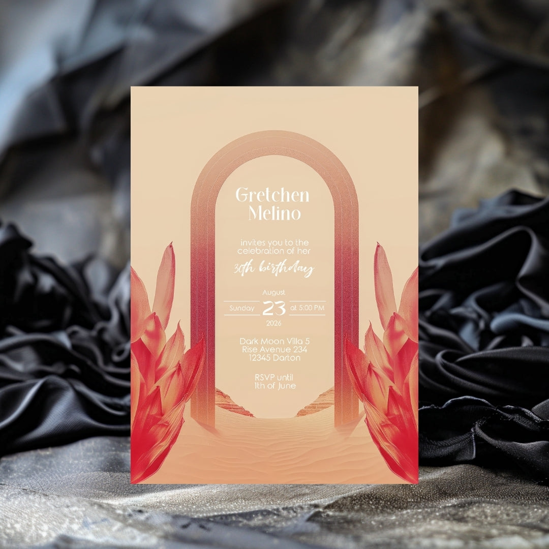 Elegant Floral Oriental Desert Birthday Invitation