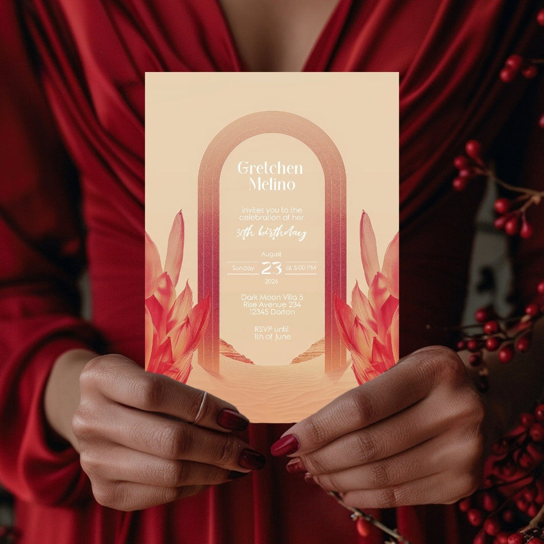 Elegant Floral Oriental Desert Birthday Invitation