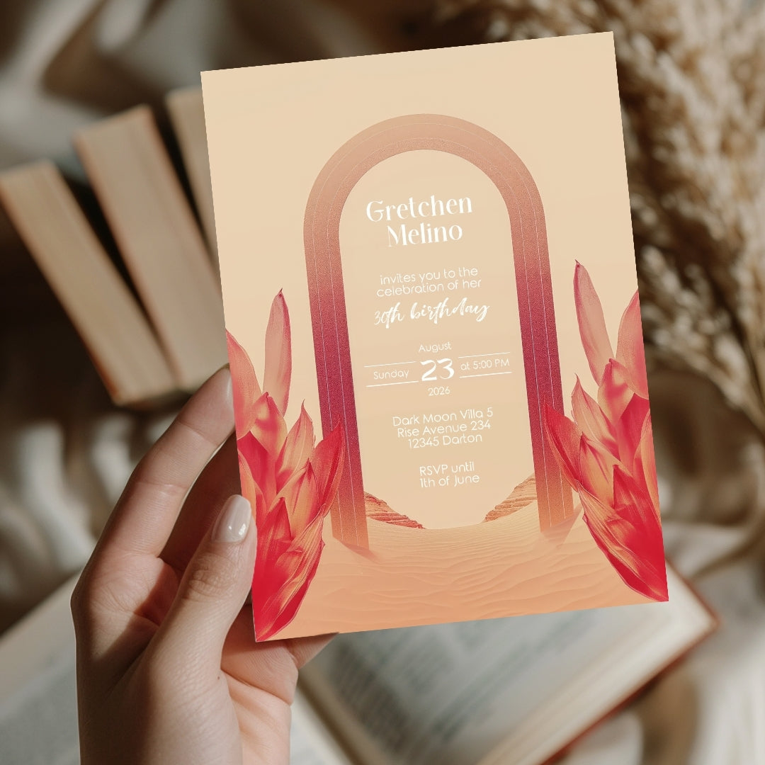 Elegant Floral Oriental Desert Birthday Invitation