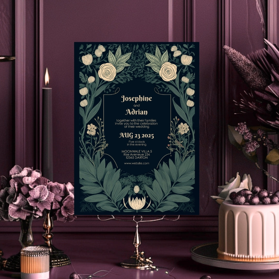 Enchanted Vintage Floral Garden Wedding Invitation