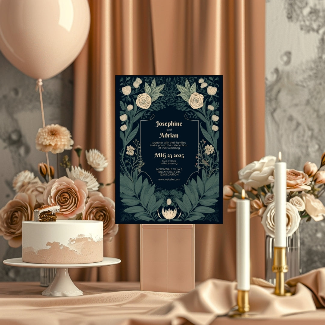 Enchanted Vintage Floral Garden Wedding Invitation