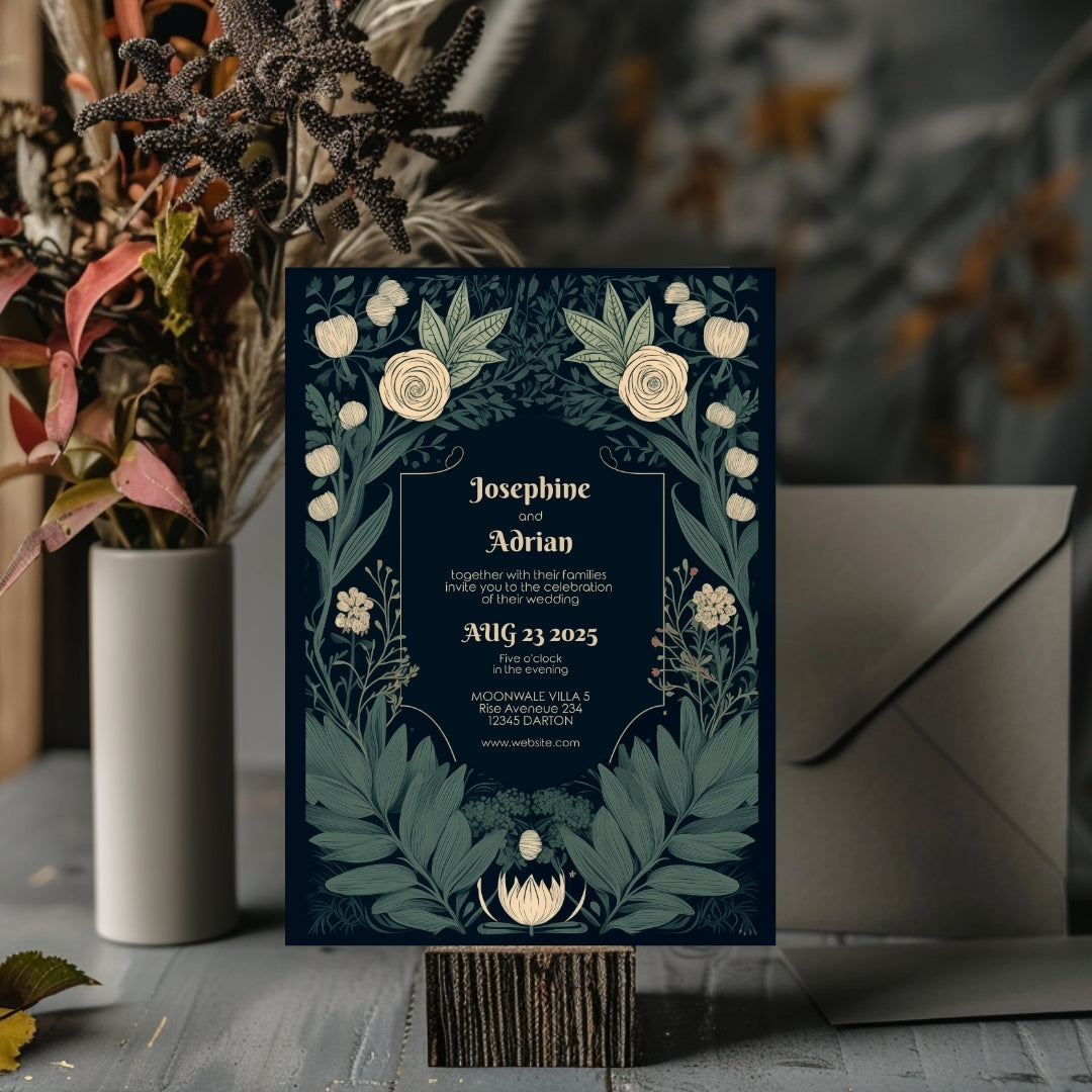 Enchanted Vintage Floral Garden Wedding Invitation