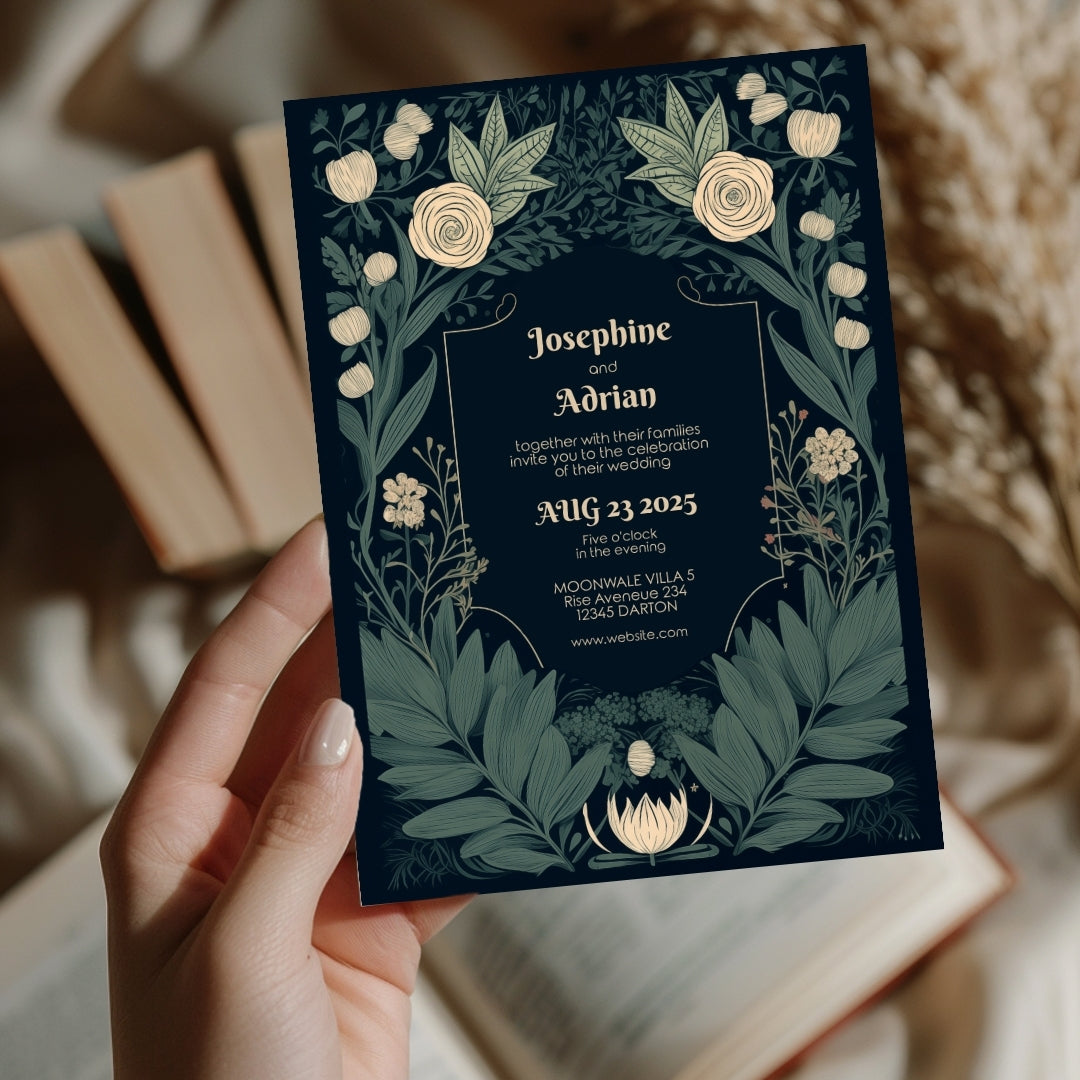 Enchanted Vintage Floral Garden Wedding Invitation