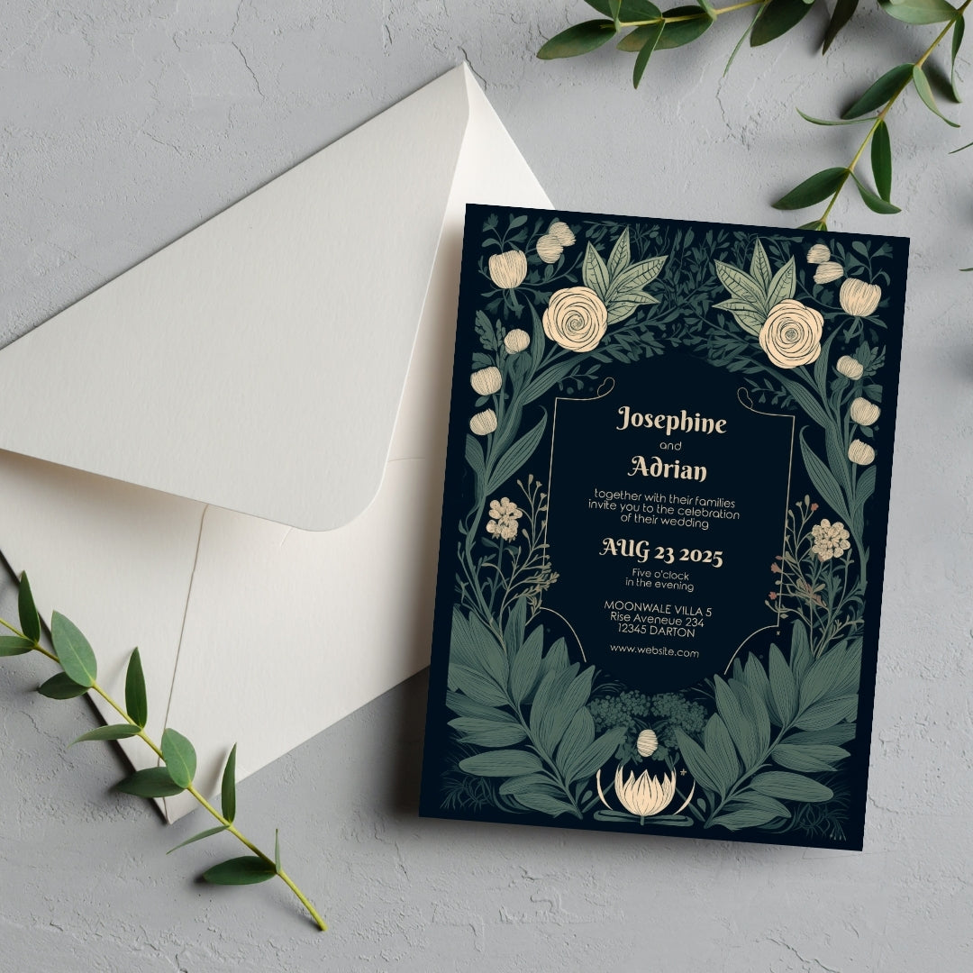 Enchanted Vintage Floral Garden Wedding Invitation