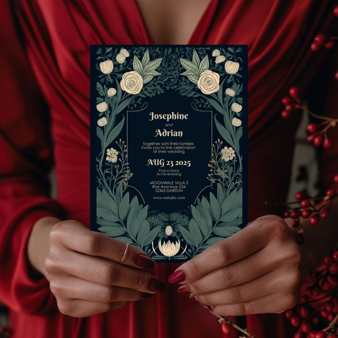 Enchanted Vintage Floral Garden Wedding Invitation