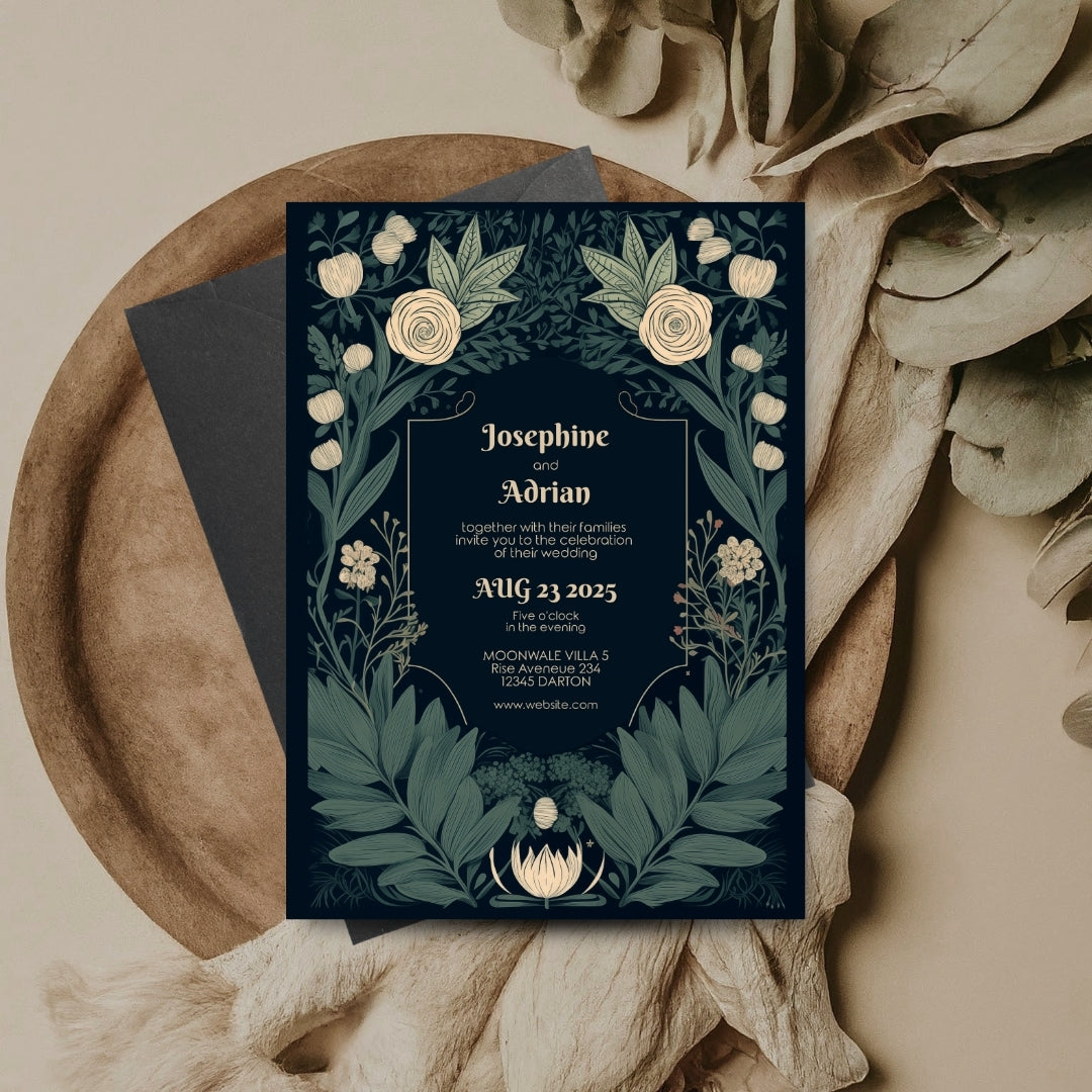 Enchanted Vintage Floral Garden Wedding Invitation