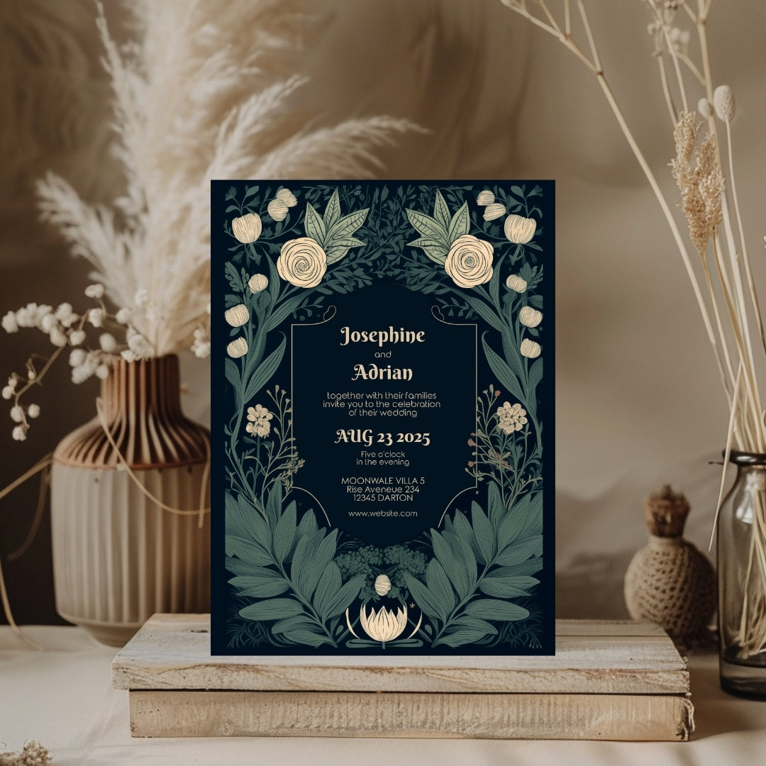 Enchanted Vintage Floral Garden Wedding Invitation