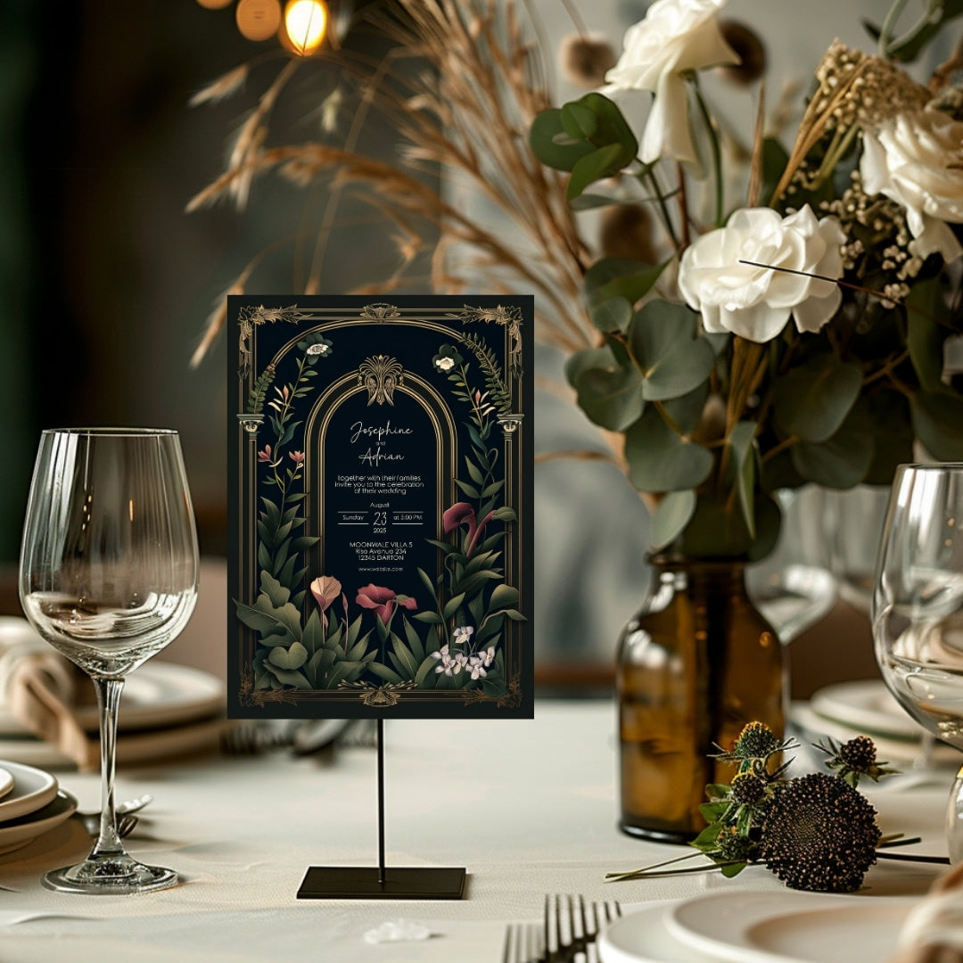Dark Academia Gothic Vintage Garden Wedding Invitation