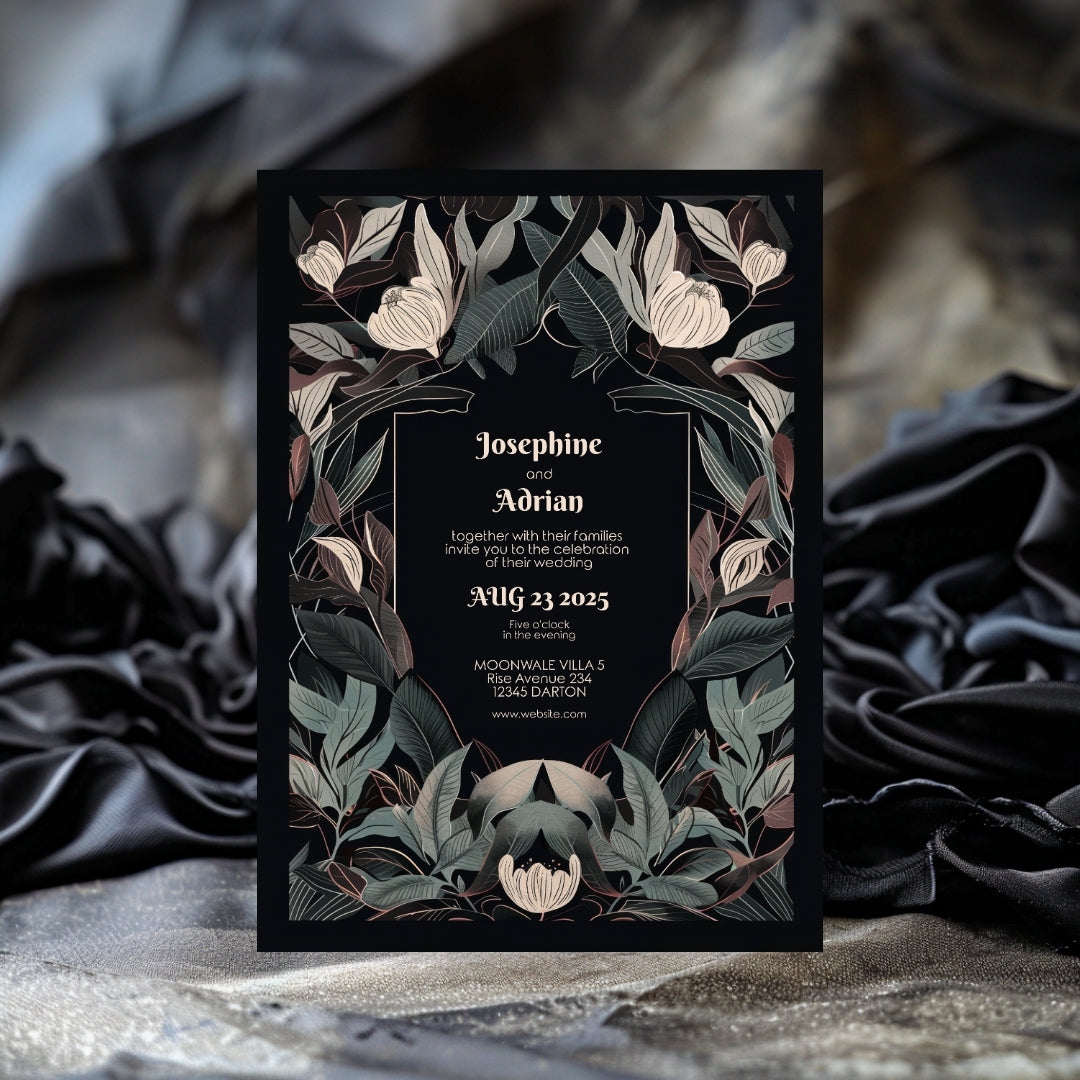 Mystical Gothic Crest Garden Wedding Invitation