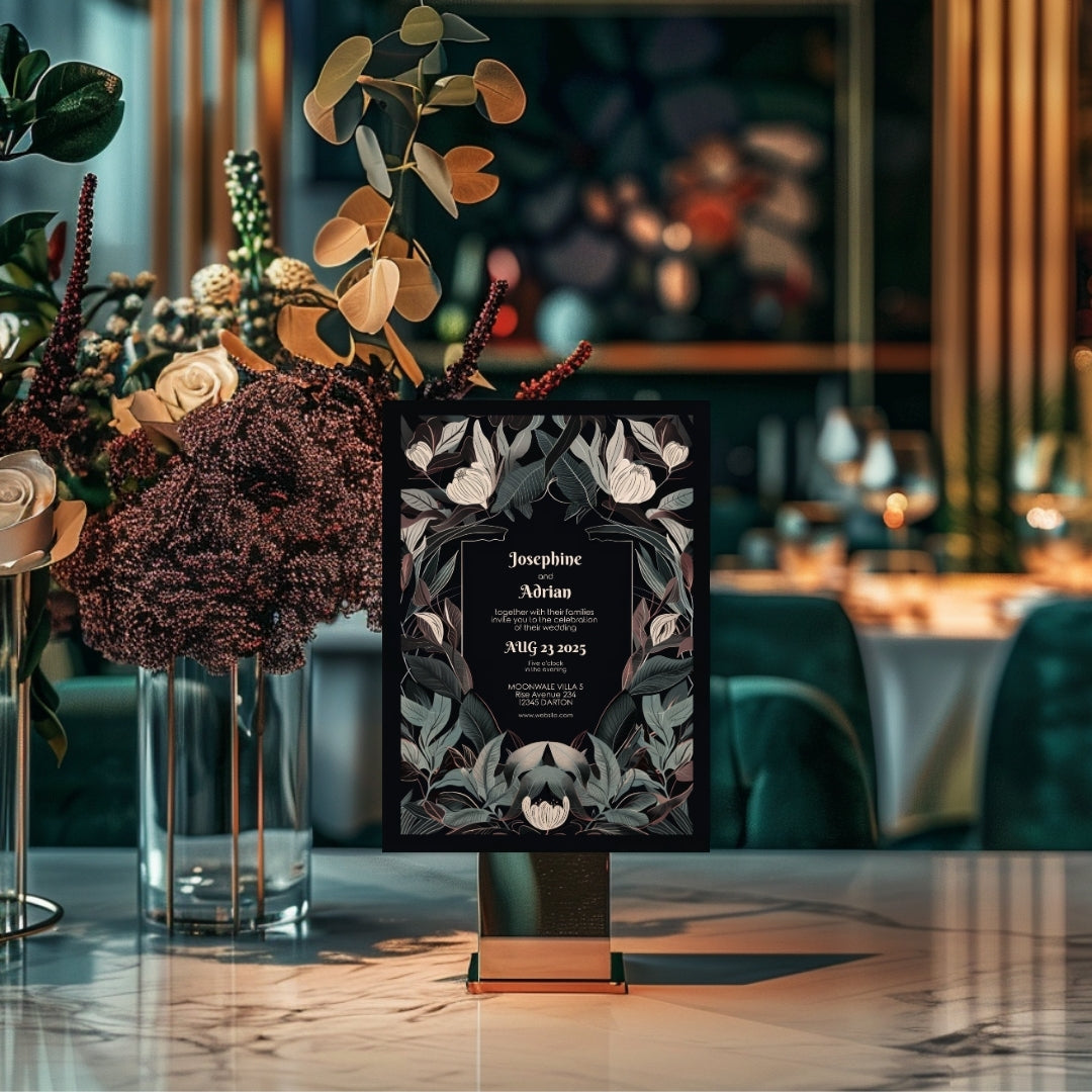 Mystical Gothic Crest Garden Wedding Invitation