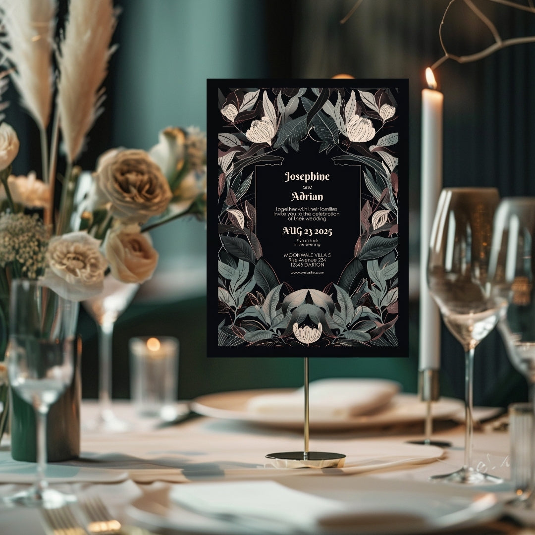 Mystical Gothic Crest Garden Wedding Invitation