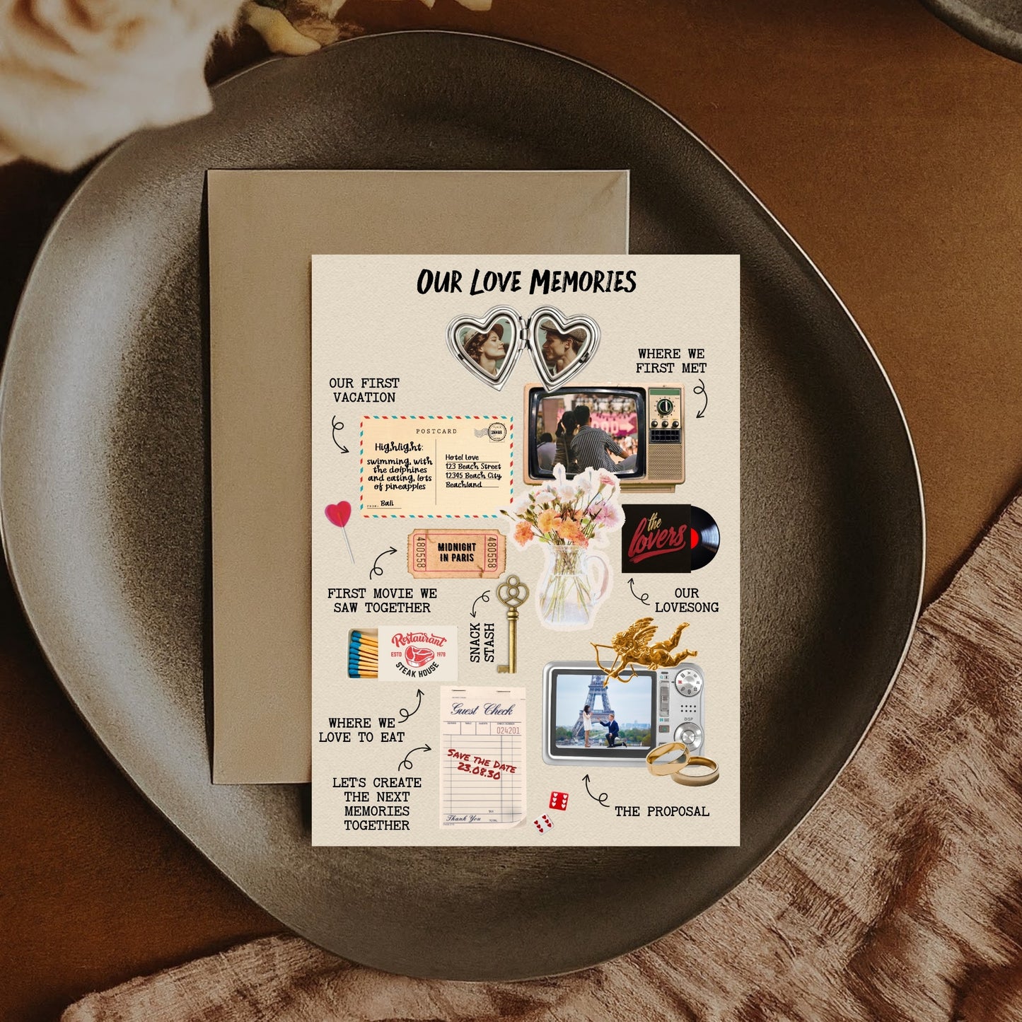 Collage Wedding Invitation  – Custom Love Memories in Scrapbook Style