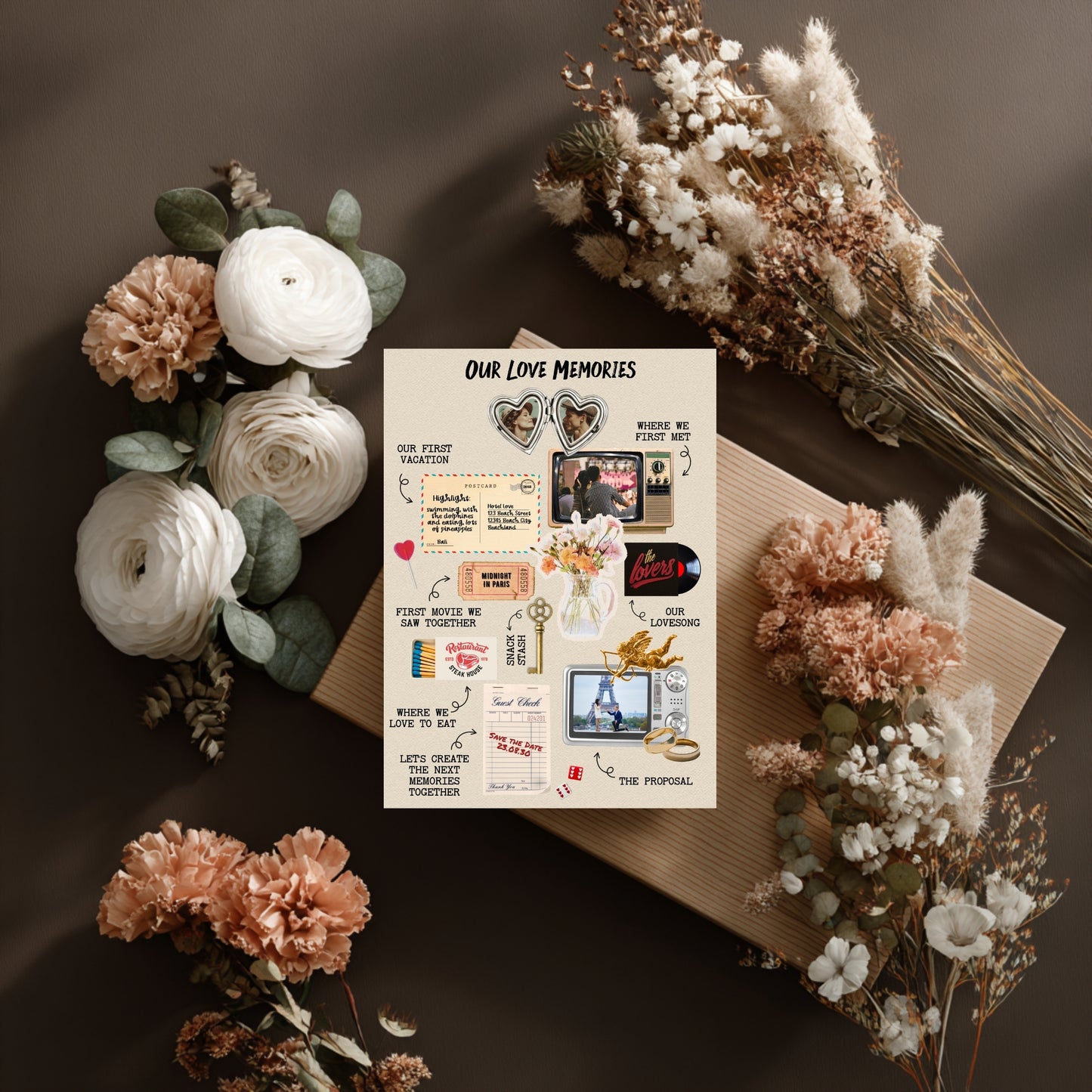 Collage Wedding Invitation  – Custom Love Memories in Scrapbook Style