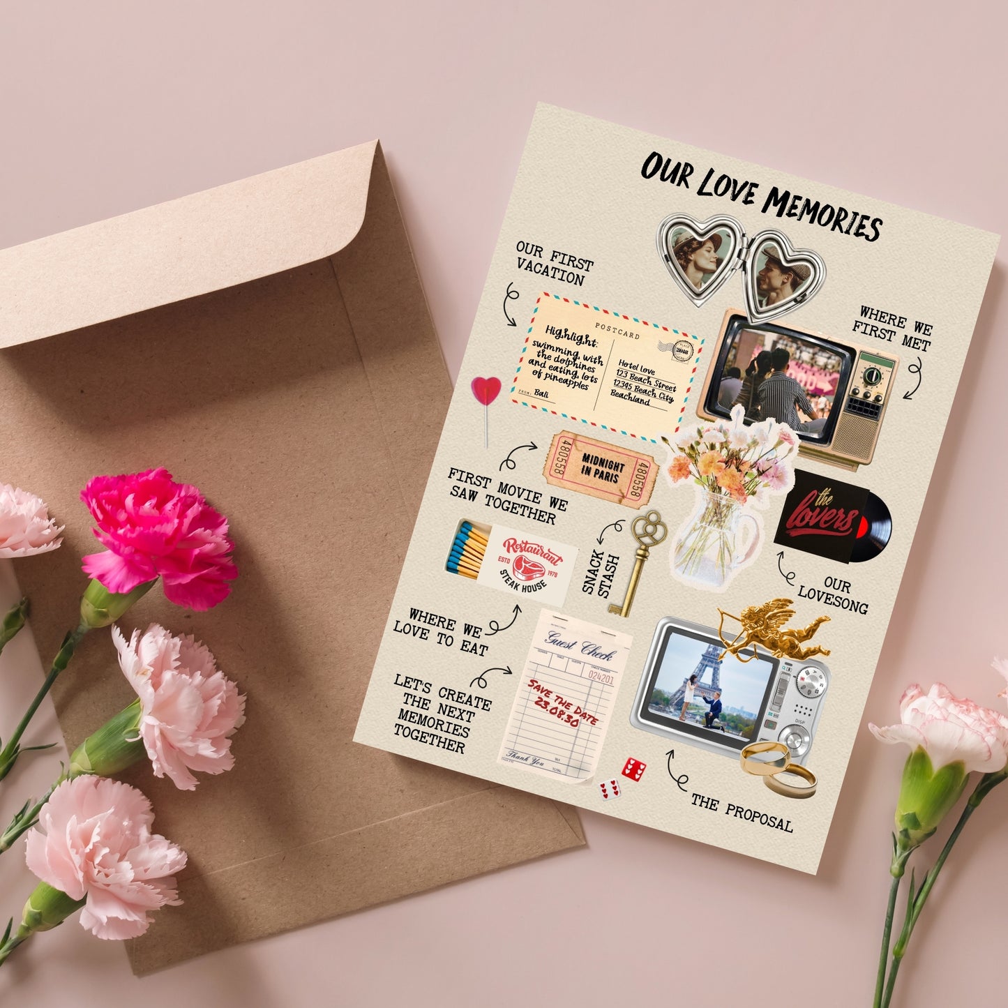 Collage Wedding Invitation  – Custom Love Memories in Scrapbook Style
