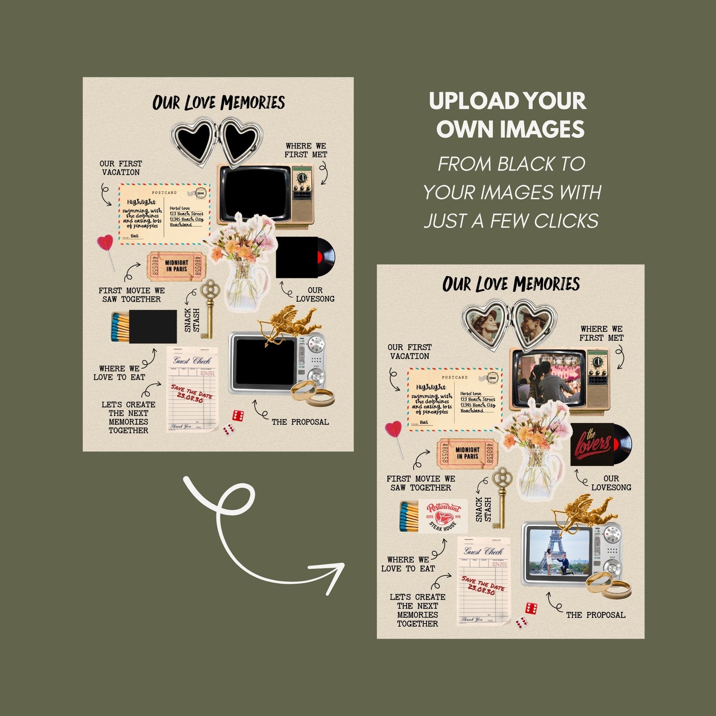 Collage Wedding Invitation  – Custom Love Memories in Scrapbook Style