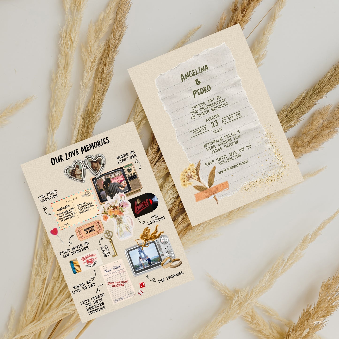 Collage Wedding Invitation  – Custom Love Memories in Scrapbook Style